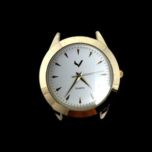 Gold Tone Quartz Watch Case White Dial Minimalist Style Stainless 38mm Works